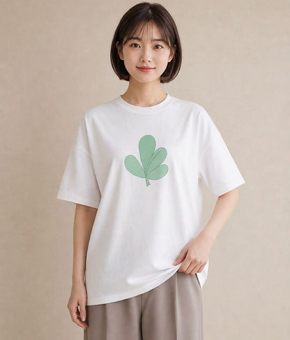 プリントTシャツ レディース つる 植物 ボタニカル イラスト 抜け感 母の日 ビーチ 白T YMAZO