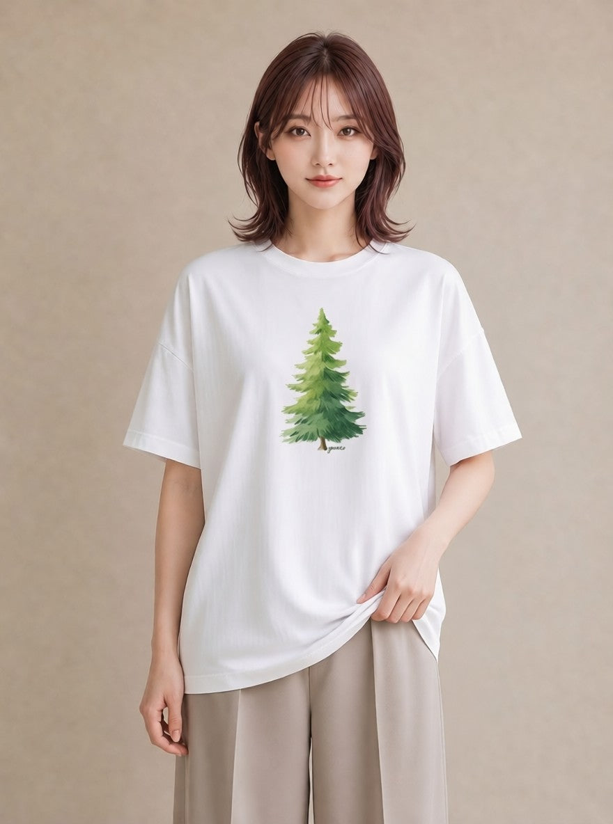 デザインTシャツ レディース 木 植物 ボタニカル イラスト シンプル 姉妹 送別ギフト 白T YMAZO