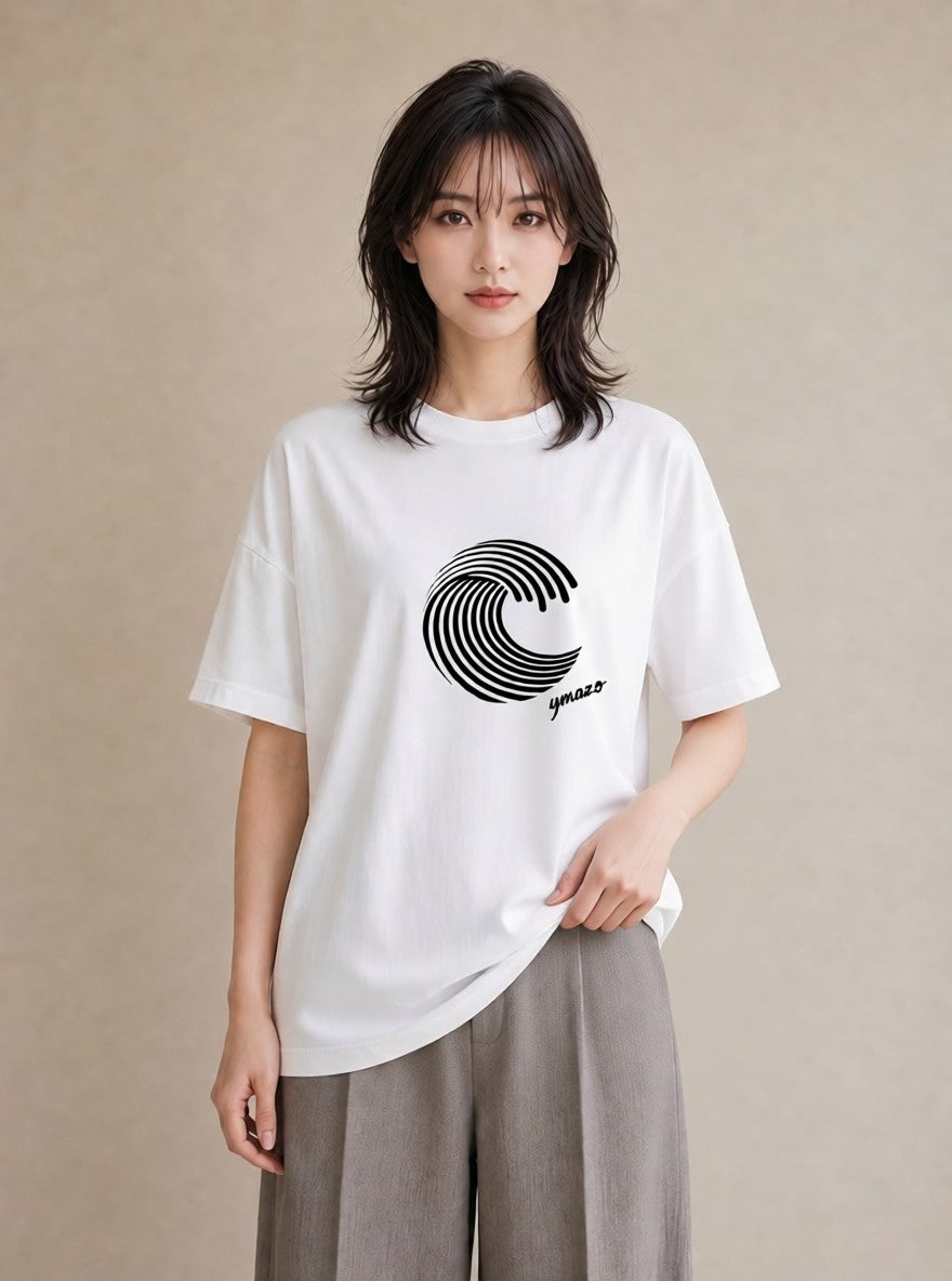 プリントTシャツ レディース 海 リゾート 夏 イラスト フェミニン 綿100 デート 白T YMAZO