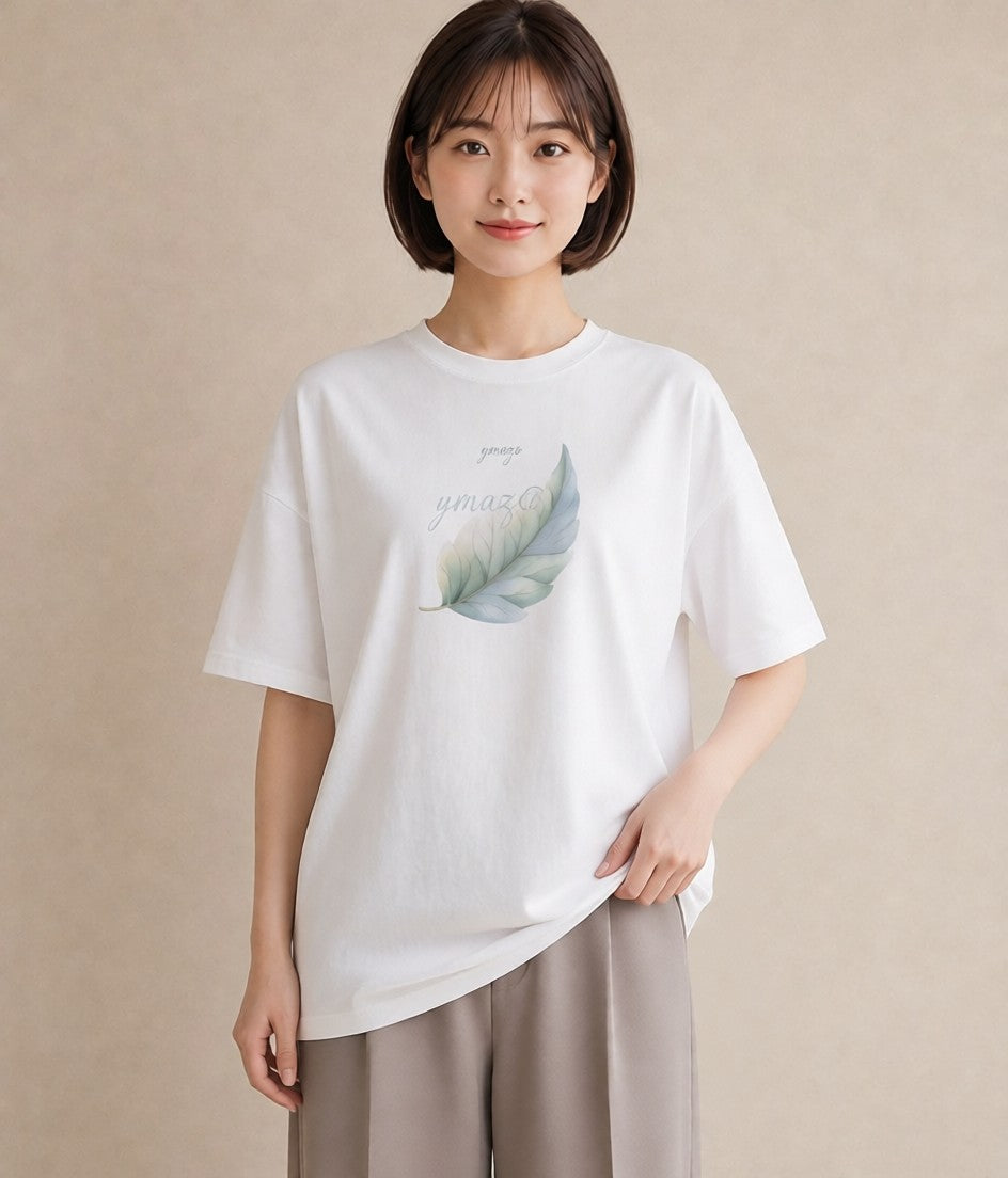 デザインTシャツ レディース ユーカリ 植物 ボタニカル イラスト モード 買い物 夏コーデ 白T YMAZO