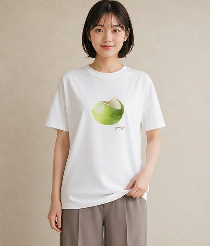 半袖Tシャツ レディース バナナ 食べ物 フード イラスト ラフカジュアル 散歩 お出かけ 白T YMAZO