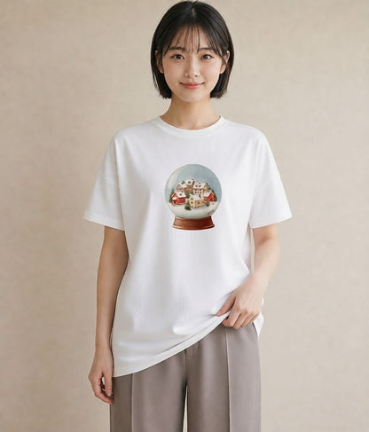 Tシャツ レディース 雪 星空 宇宙 イラスト ボタニカル デート 帰省 白T YMAZO