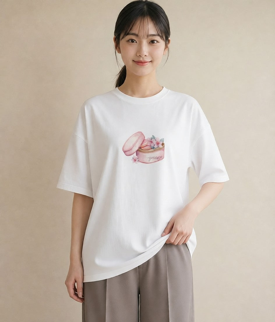 半袖Tシャツ レディース クッキー 食べ物 フード イラスト 上品 ペアコーデ 秋コーデ 白T YMAZO