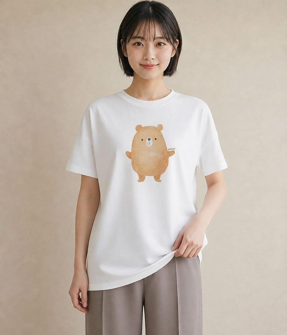 グラフィックTシャツ レディース アザラシ 動物 アニマル イラスト ポップ ラフ レイヤード 白T YMAZO