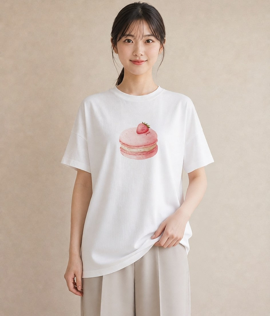 グラフィックTシャツ レディース ドーナツ 食べ物 フード イラスト カフェコーデ お出かけ 普段着 白T YMAZO