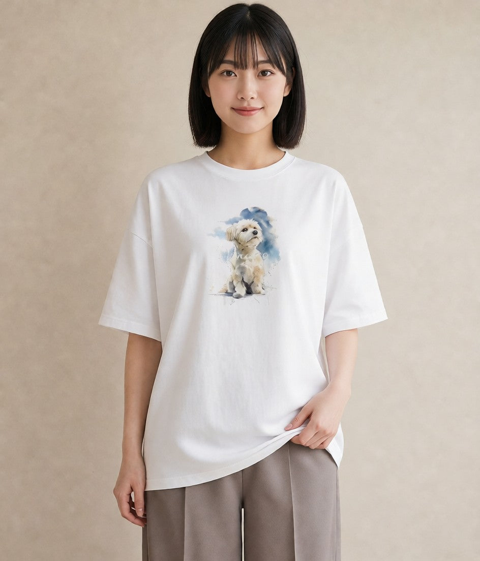 デザインTシャツ レディース ミックス犬 犬 いぬ イラスト 休日コーデ 買い物 夏コーデ 白T YMAZO