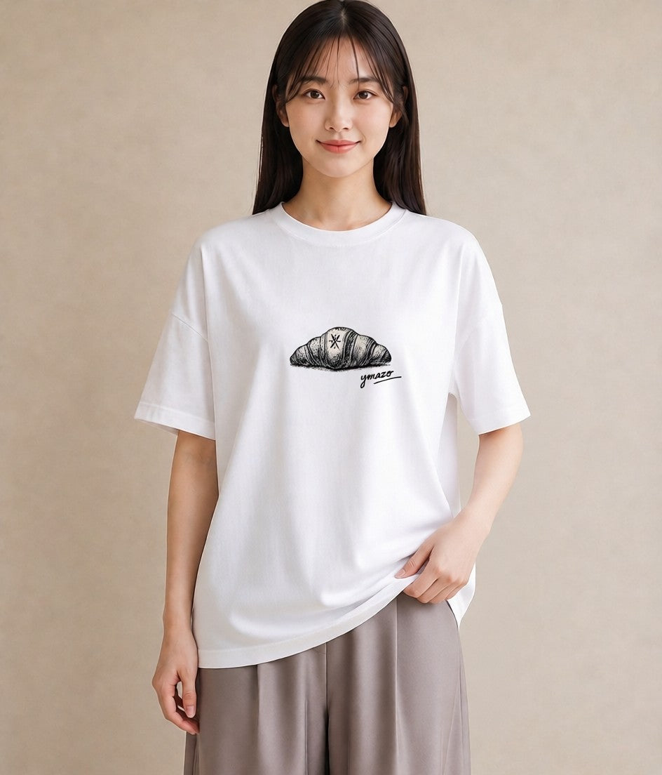 グラフィックTシャツ レディース パン ベーカリー レトロ イラスト ラフ 自分用 ルームウェア 白T YMAZO