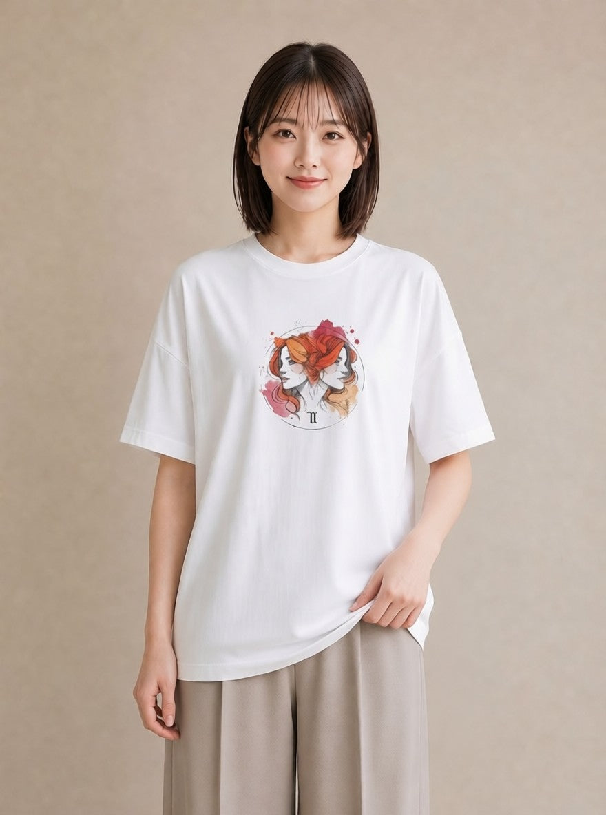 半袖Tシャツ レディース 乙女座 星空 宇宙 イラスト ボタニカル クリスマス 旅行 白T YMAZO