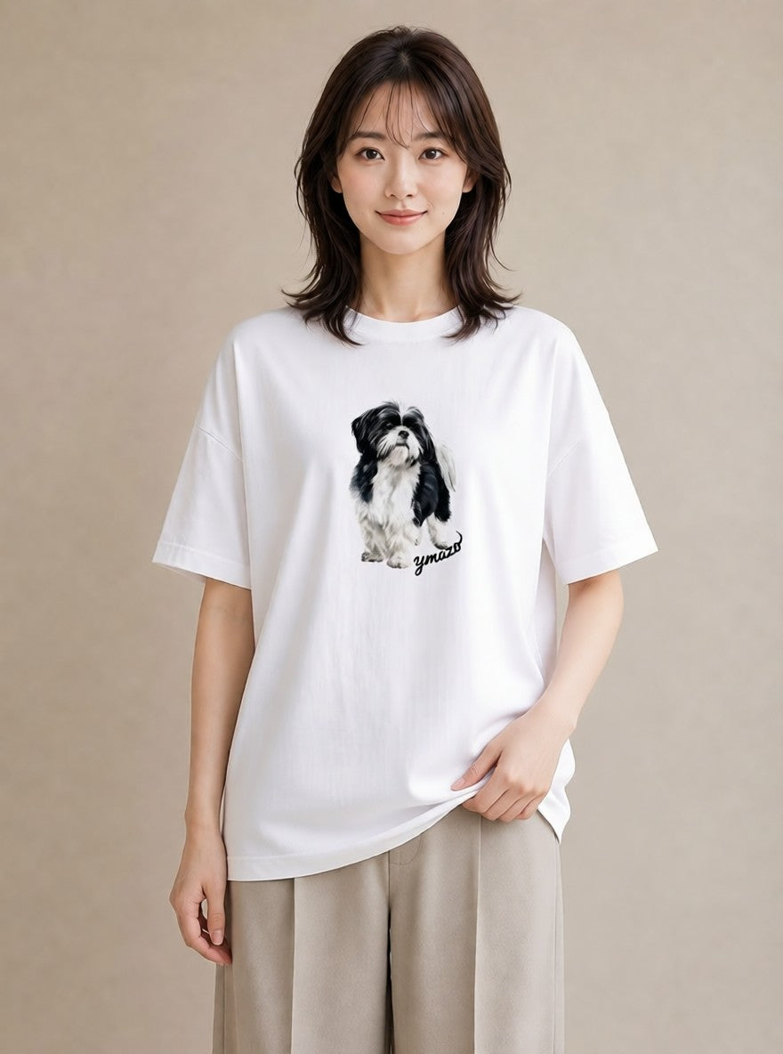 プリントTシャツ レディース 狆 犬 いぬ イラスト 水彩風 おしゃれギフト 社会人 白T YMAZO