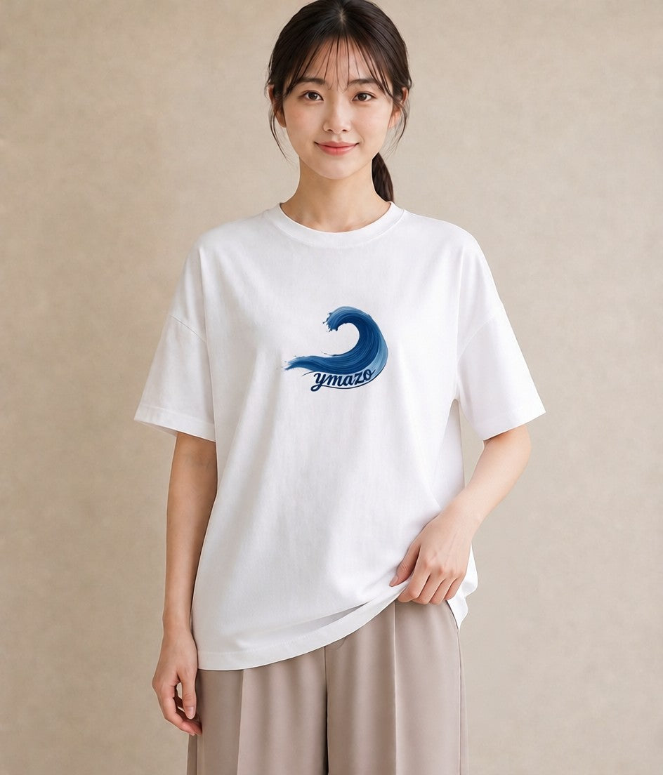 デザインTシャツ レディース 波 星空 宇宙 イラスト カジュアル 敬老の日 ホワイトデー 白T YMAZO