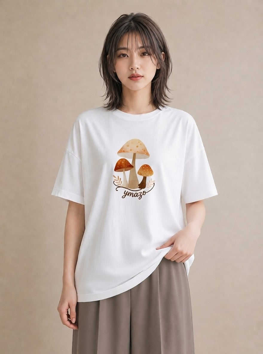 デザインTシャツ レディース どんぐり 植物 ボタニカル イラスト ゆるかわ 秋コーデ おしゃれギフト 白T YMAZO