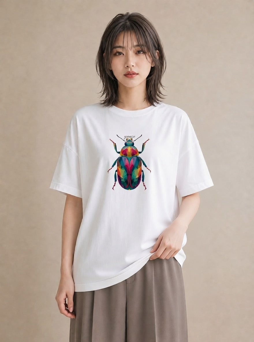 デザインTシャツ レディース クワガタ 昆虫 虫 イラスト お洒落 ルームウェア ギフト 白T YMAZO