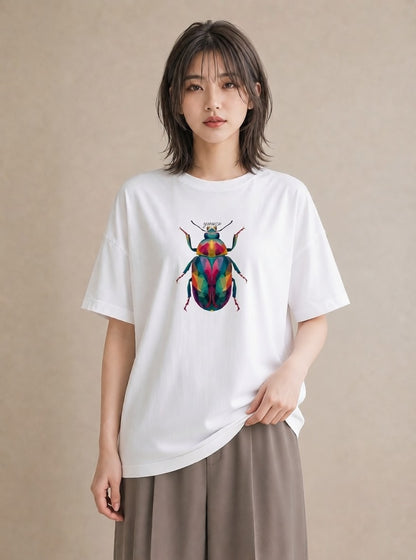 デザインTシャツ レディース クワガタ 昆虫 虫 イラスト お洒落 ルームウェア ギフト 白T YMAZO