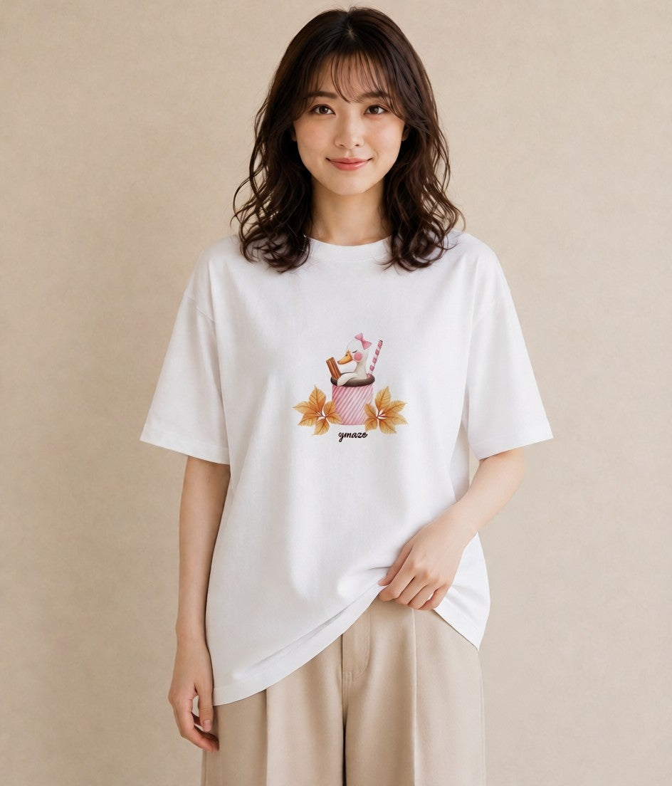グラフィックTシャツ レディース ココア 食べ物 フード イラスト こなれ感 母娘コーデ 自分用 白T YMAZO