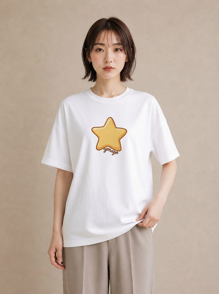デザインTシャツ レディース スター 星空 宇宙 イラスト ガーリー 女性向けギフト 散歩 白T YMAZO