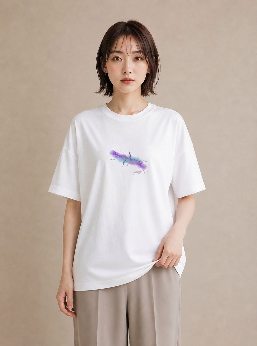 半袖Tシャツ レディース 双子座 星空 宇宙 イラスト フェミニン 週末コーデ 敬老の日 白T YMAZO