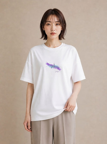 半袖Tシャツ レディース 双子座 星空 宇宙 イラスト フェミニン 週末コーデ 敬老の日 白T YMAZO