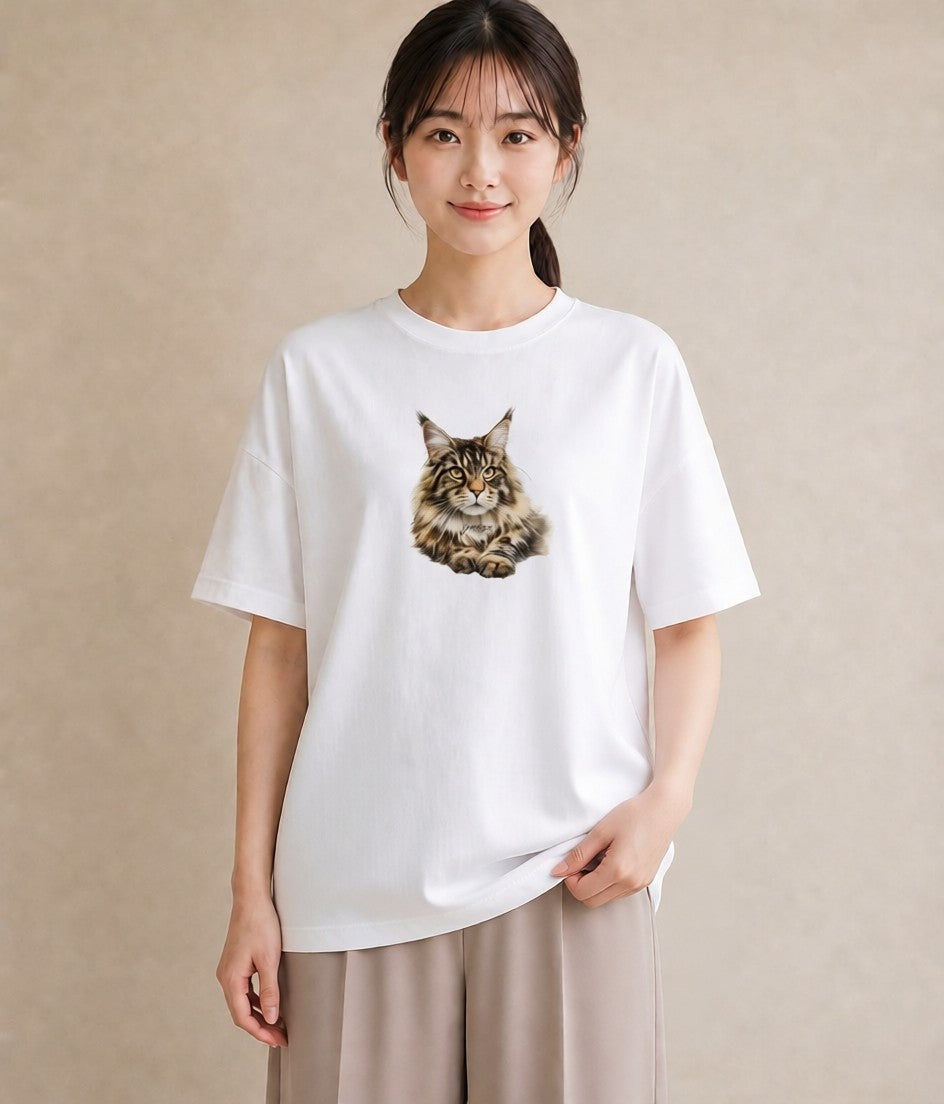 Tシャツ レディース ソマリ 猫 ねこ イラスト きれいめカジュアル 女子会 お揃い 白T YMAZO