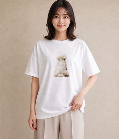 半袖Tシャツ レディース ビションフリーゼ 犬 いぬ イラスト ラフカジュアル 敬老の日 ホワイトデー 白T YMAZO