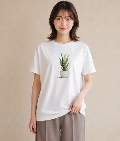 デザインTシャツ レディース 観葉植物 植物 ボタニカル イラスト ナチュラル 敬老の日 ホワイトデー 白T YMAZO