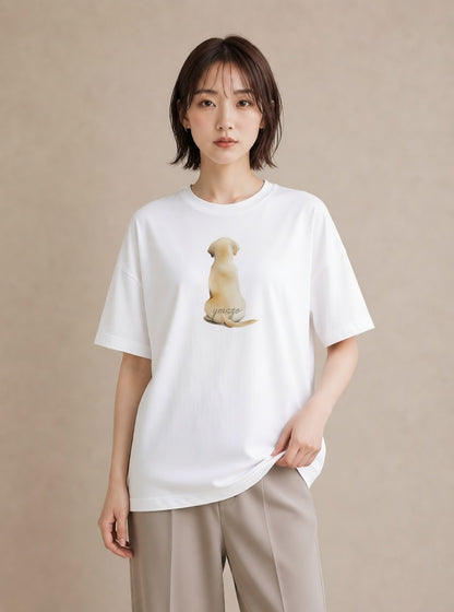 グラフィックTシャツ レディース ラブラドールレトリバー 犬 いぬ イラスト ゆるかわ 週末コーデ 敬老の日 白T YMAZO