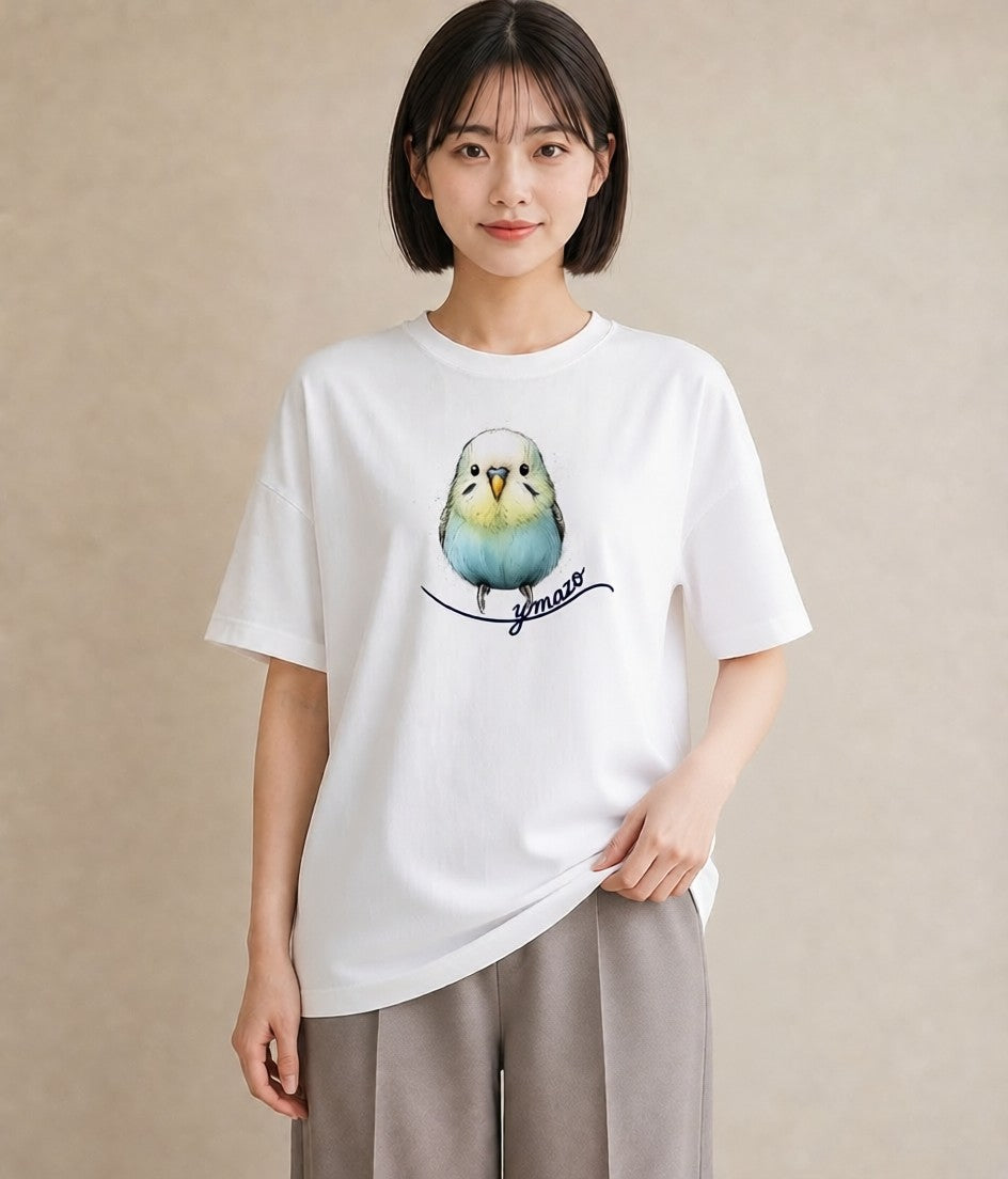 プリントTシャツ レディース オカメインコ ペット 動物 イラスト カフェ巡り 女子会 白T YMAZO