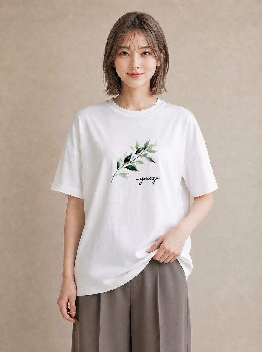 デザインTシャツ レディース つる 植物 ボタニカル イラスト 旅行コーデ 姉妹 送別ギフト 白T YMAZO