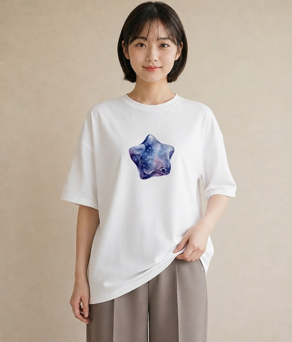 デザインTシャツ レディース 宇宙 星空 イラスト レトロ おしゃれギフト 社会人 白T YMAZO