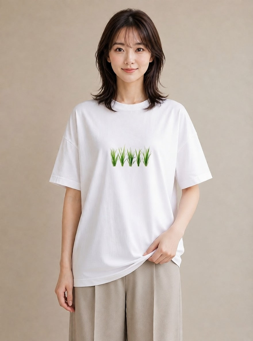 デザインTシャツ レディース 芝生 植物 ボタニカル イラスト ヴィンテージ風 ギフト 母の日 白T YMAZO