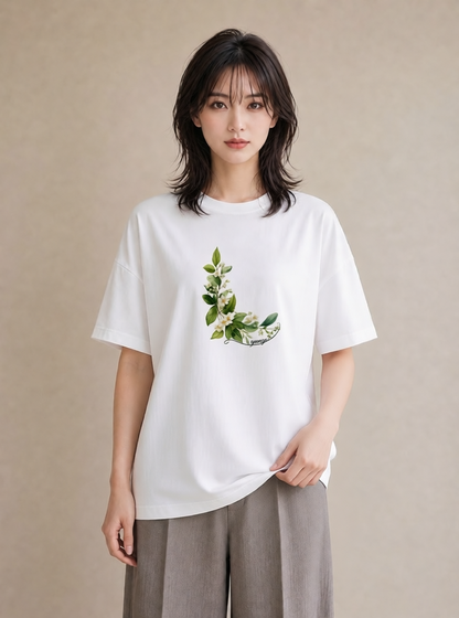 デザインTシャツ レディース 金木犀 花 花柄 イラスト ゆるコーデ 姉妹 送別ギフト 白T