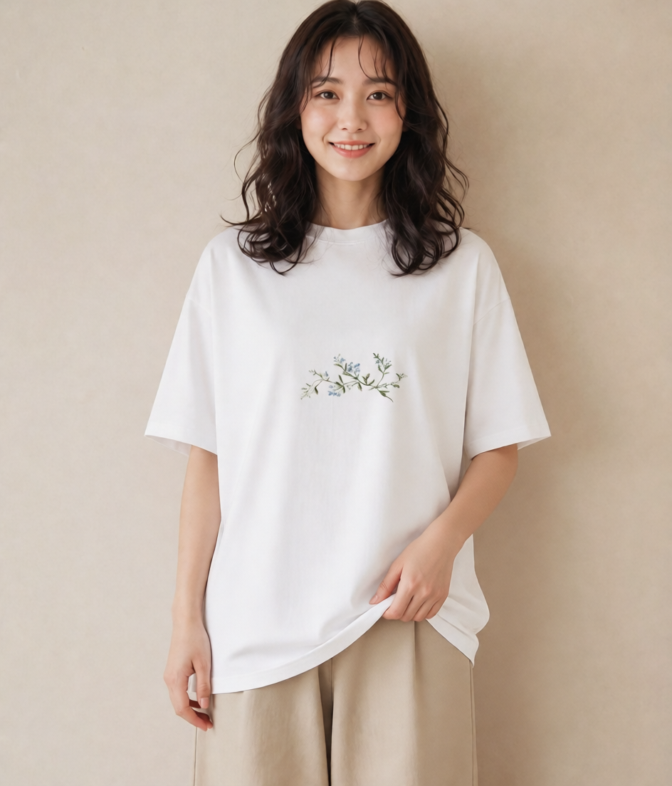 グラフィックTシャツ レディース すずらん 花 花柄 イラスト ゆるコーデ 20代 カジュアルコーデ 白T YMAZO