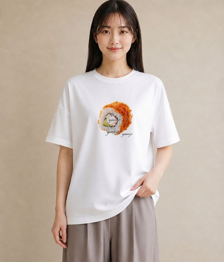 デザインTシャツ レディース お寿司 食べ物 フード イラスト ゆるかわ 散歩 お出かけ 白T YMAZO