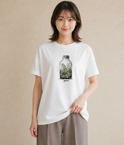 Tシャツ レディース 夕暮れ バルコニー 夕焼け ナチュラル アンティーク イラスト ユニーク 春コーデ 姉妹 白T YMAZO