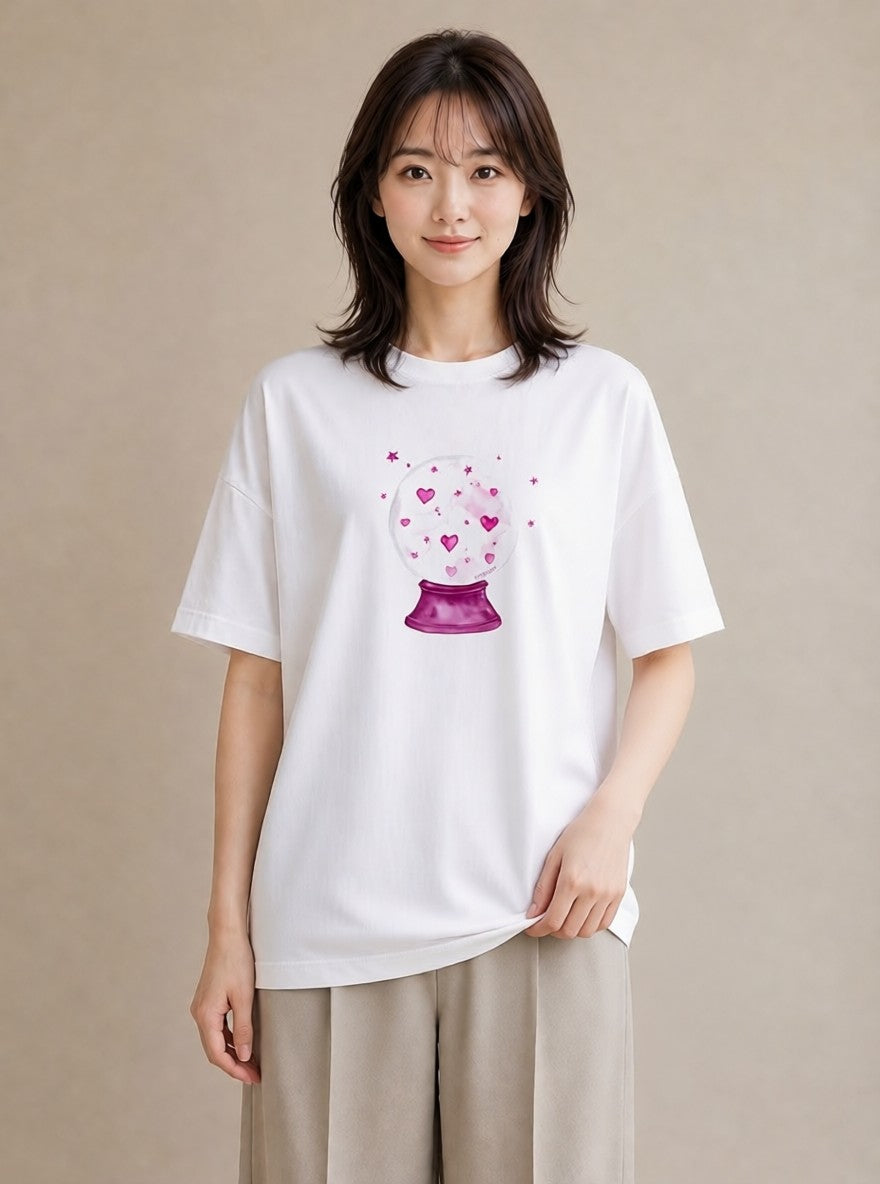 Tシャツ レディース 水瓶座 星空 宇宙 イラスト ガーリー デイリーウェア 休日 白T YMAZO