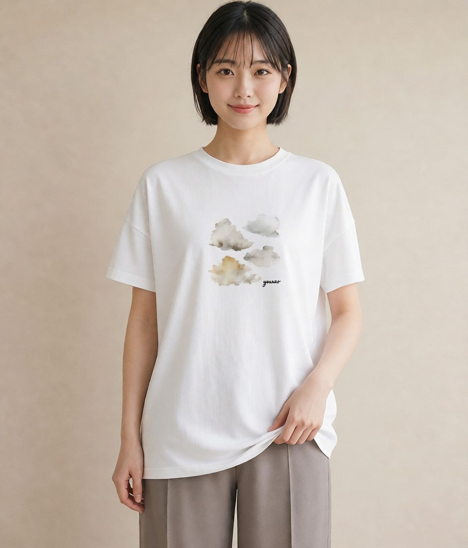 Tシャツ レディース 窓辺の雨 雨の日 窓 ナチュラル アンティーク イラスト きれいめ 女子会 お揃い 白T YMAZO