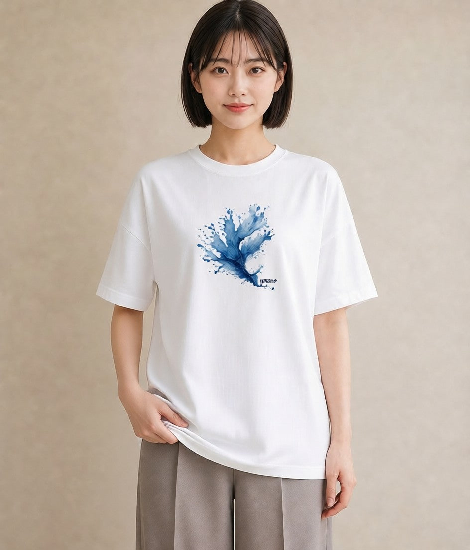 プリントTシャツ レディース 波 星空 宇宙 イラスト フェミニン ビーチ デイリーウェア 白T YMAZO