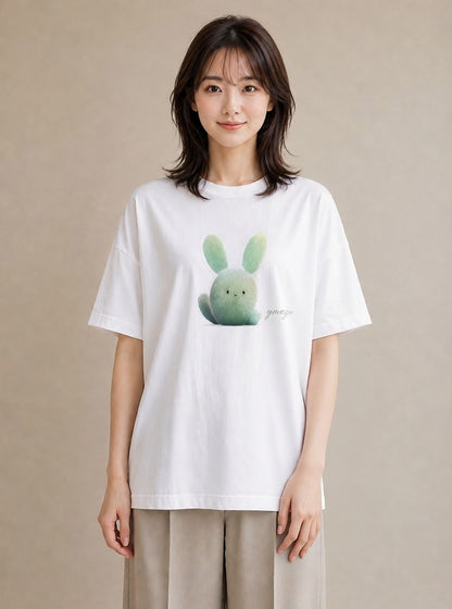 半袖Tシャツ レディース サボテン 植物 ボタニカル イラスト ナチュラル 誕生日プレゼント 綿100 白T YMAZO