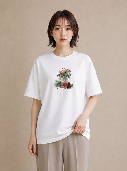 プリントTシャツ レディース 木の実 植物 ボタニカル イラスト 姉妹 送別ギフト 白T YMAZO