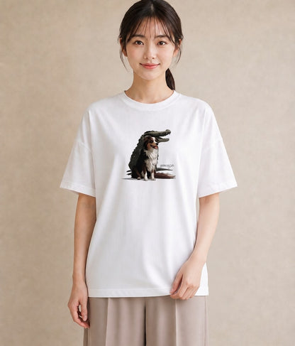 Tシャツ レディース ボーダーコリー 犬 いぬ イラスト フェミニン 通勤 在宅 白T YMAZO