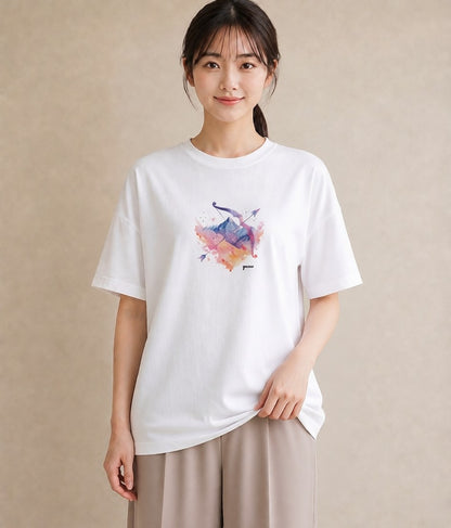 半袖Tシャツ レディース 水瓶座 星空 宇宙 イラスト 休日コーデ カフェ服 クリスマス 白T YMAZO