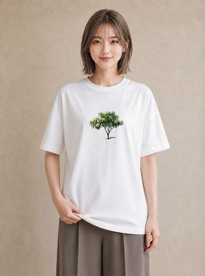 デザインTシャツ レディース 木 植物 ボタニカル イラスト レトロ ホワイトデー 春服 白T YMAZO