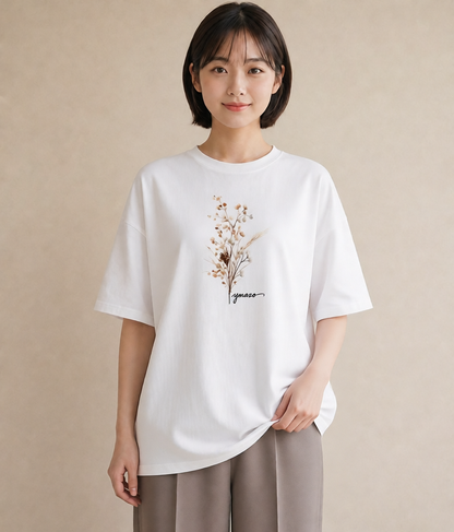 半袖Tシャツ レディース カスミソウ かすみ草 花 花柄 イラスト お洒落 デート 帰省 白T