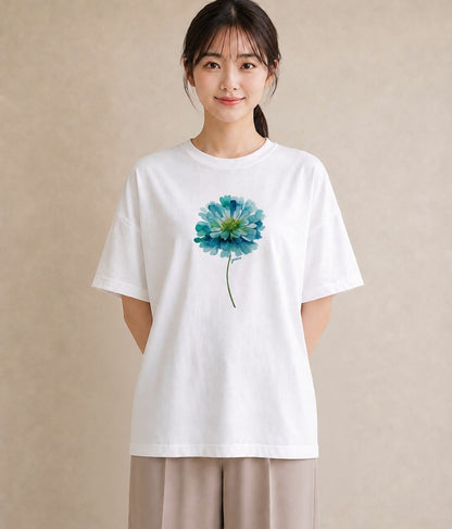 Tシャツ レディース たんぽぽ 花 花柄 イラスト ニュアンス 自分用 ルームウェア 白T
