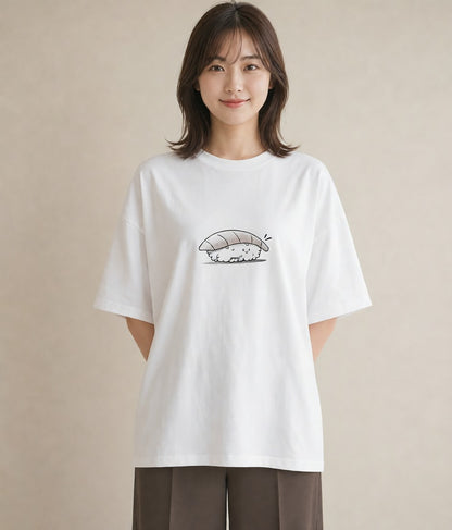 半袖Tシャツ レディース おにぎり 食べ物 フード イラスト ラフカジュアル 敬老の日 ホワイトデー 白T YMAZO