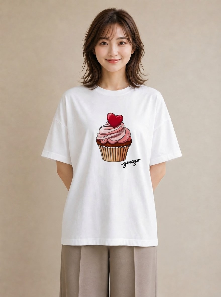 グラフィックTシャツ レディース マフィン 食べ物 フード イラスト 旅行コーデ レイヤード 友達ギフト 白T YMAZO