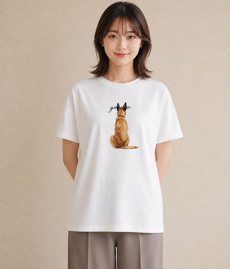 グラフィックTシャツ レディース 老犬 犬 いぬ イラスト 北欧風 20代 カジュアルコーデ 白T YMAZO