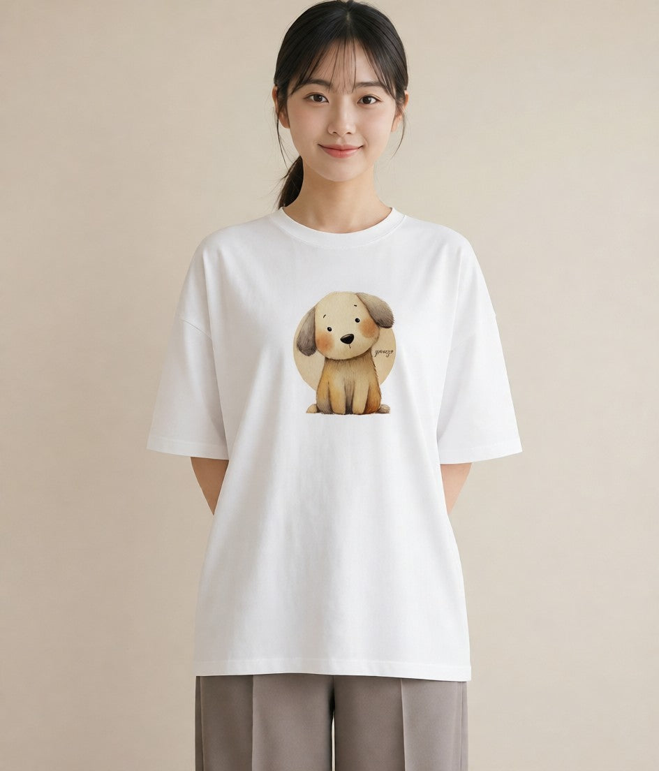 グラフィックTシャツ レディース 犬 いぬ イラスト ナチュラル 20代 カジュアルコーデ 白T YMAZO