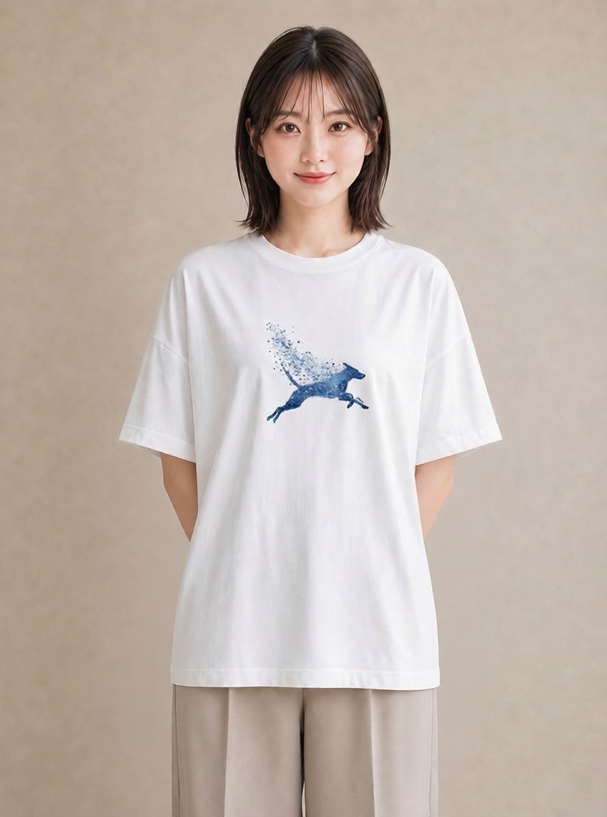 デザインTシャツ レディース 水瓶座 星空 宇宙 イラスト ミニマル 在宅 公園 白T YMAZO