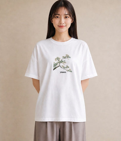 半袖Tシャツ レディース 盆栽 植物 ボタニカル イラスト 部屋着 女性向けギフト 白T YMAZO
