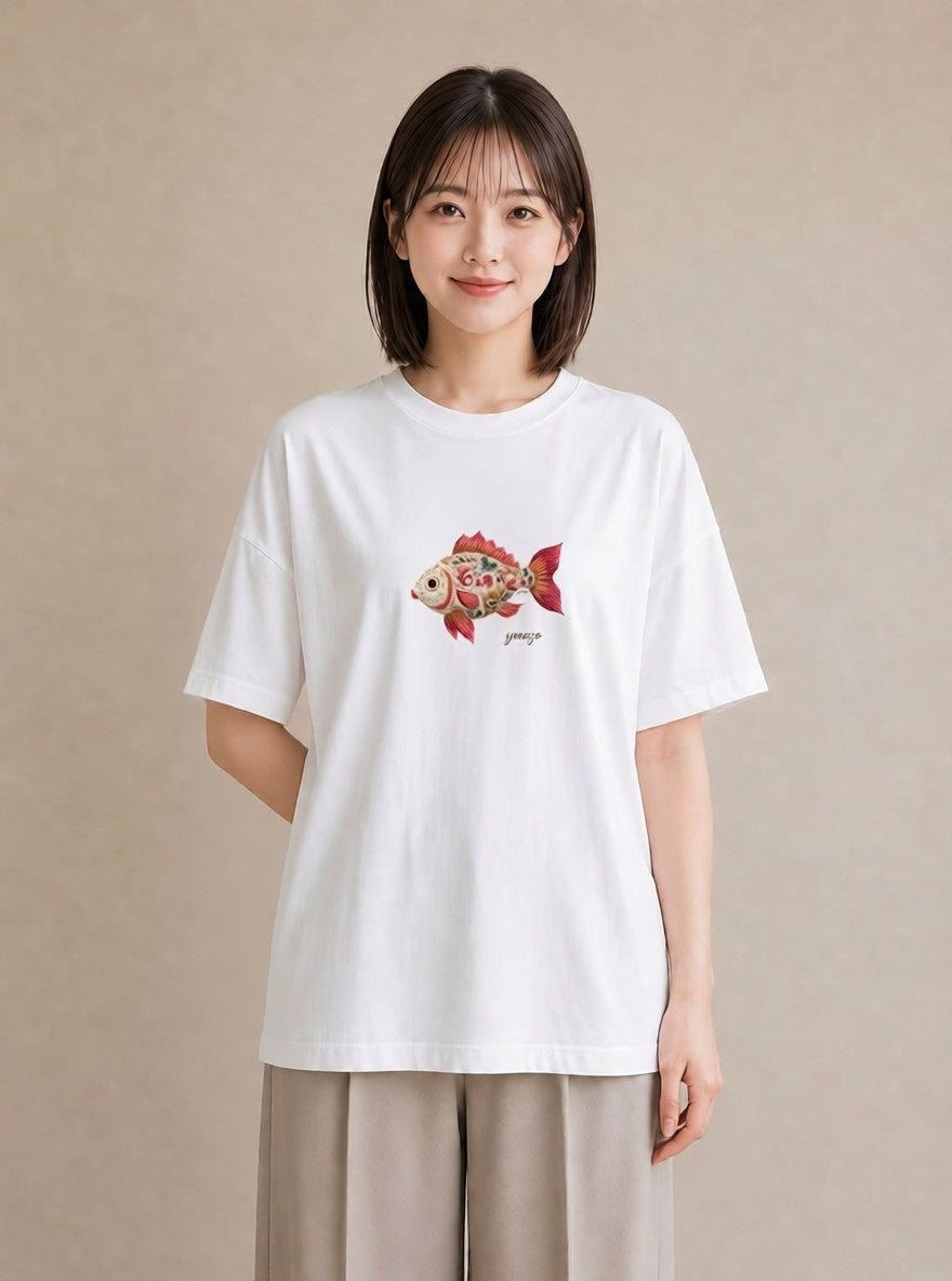 デザインTシャツ レディース 熱帯魚 海の生き物 海 イラスト こなれ感 在宅 公園 白T YMAZO